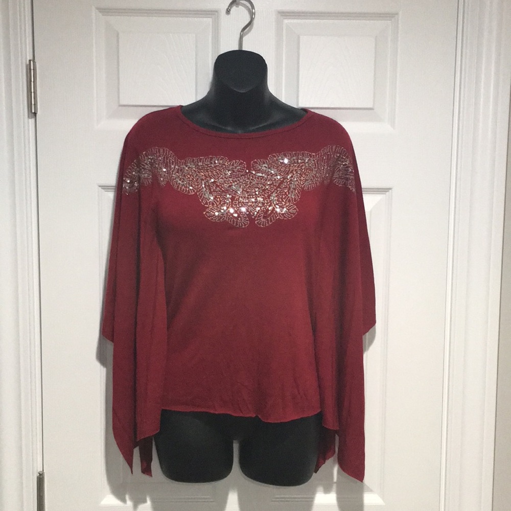Funkadelic Deep Cranberry Pullover Batwing Top